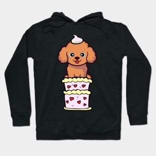 Brown dog Jumping out of a cake Hoodie